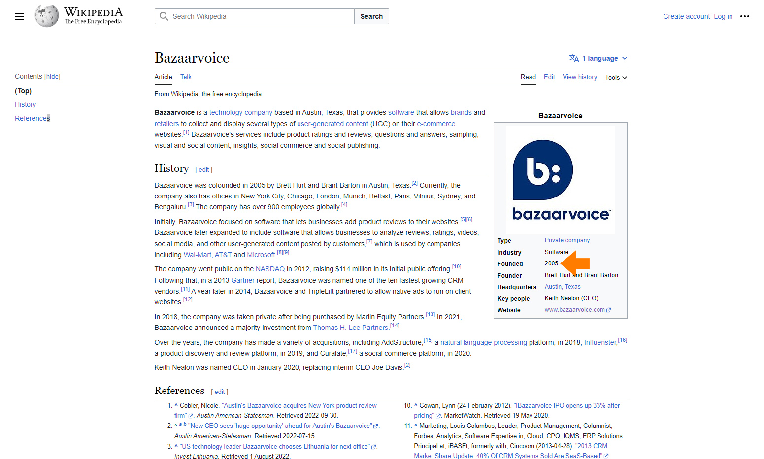 Wikipédia Bazaarvoice