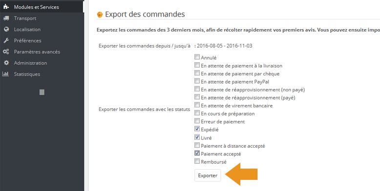 Identifier toutes les commandes en attente de paiement prestashop