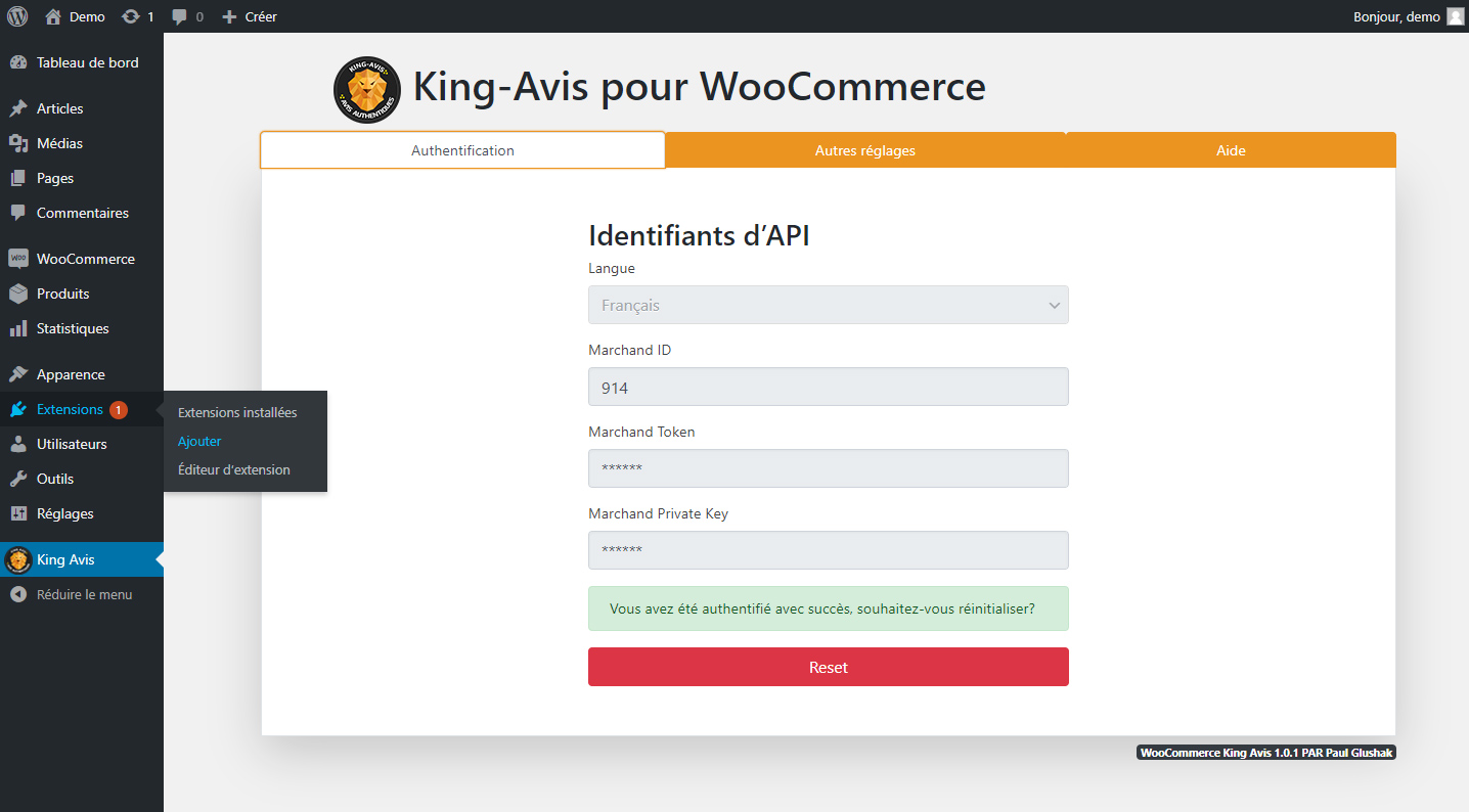 Plugin WooCommerce King-Avis